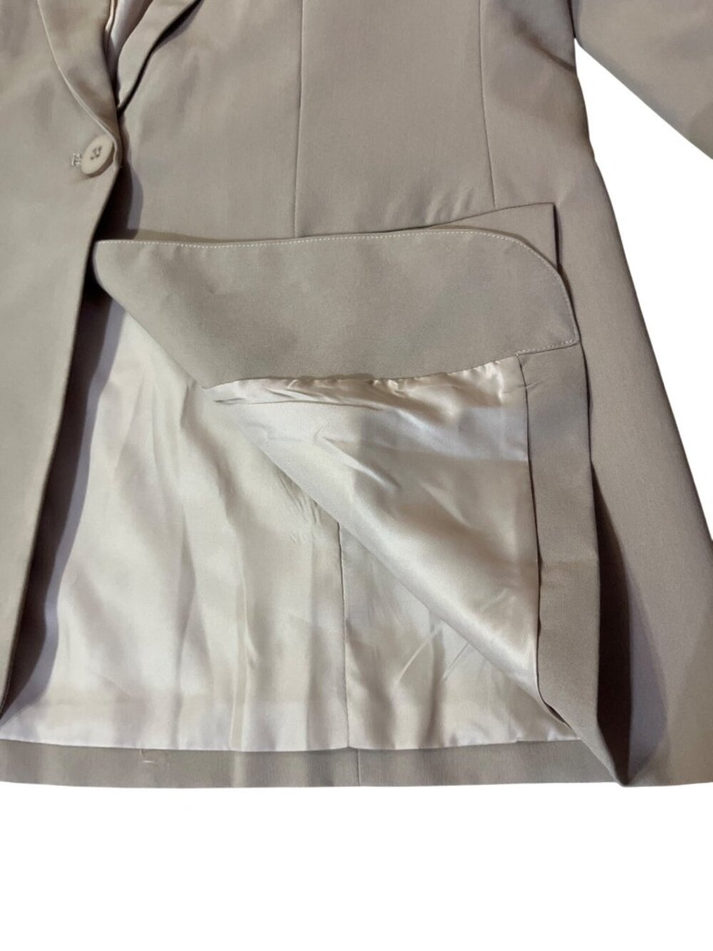 Womens Blazer XL Dark Khaki Tan Polyester Rayon Blend Jacket USED - Picture 12 of 13
